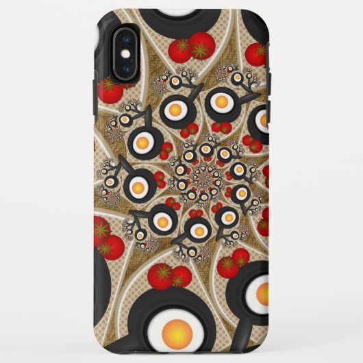 Coques Case-Mate iPhone Brunch Fractal Art Drôle Nourriture, Tomates, Oeuf (Dos)