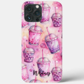 Coques Case-Mate iPhone Buble thé rose pourpre aquarelle Nom (Verso)