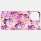Coques Case-Mate iPhone Buble thé rose pourpre aquarelle Nom (Verso (horizontal))