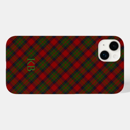 Coques Case-Mate iPhone Buccleuch Official Tartan avec monogramme / nom (Verso (horizontal))
