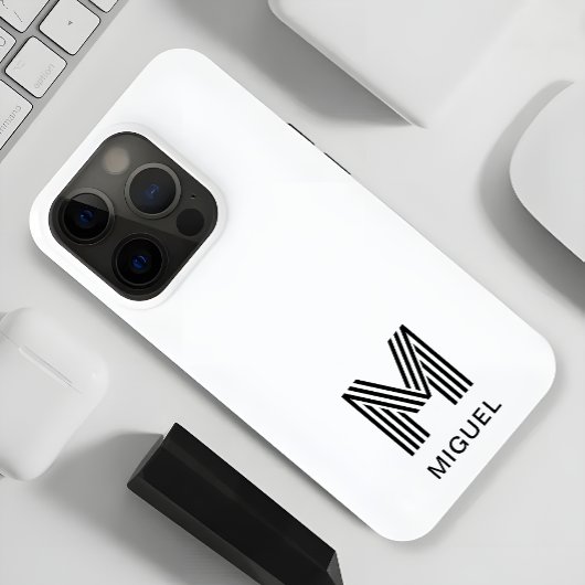 Coques Case-Mate iPhone Budget simple Monogramme noir et blanc