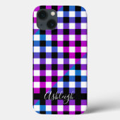 Coques Case-Mate iPhone Buffalo Check Plaid Nom manuscrit violet rose (Verso)