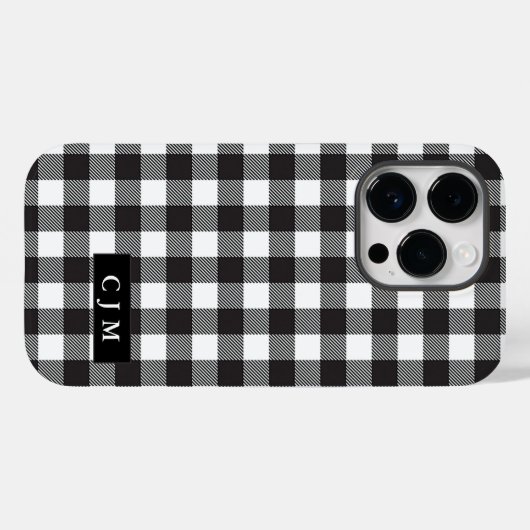 Coques Case-Mate iPhone Buffalo Plaid Motif vérifié Monogrammed Simple (Verso (horizontal))