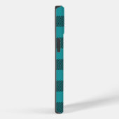 Coques Case-Mate iPhone Buffalo Plaid Turquoise Turquoise bleu noir Monogr (Verso / Droite)