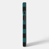 Coques Case-Mate iPhone Buffalo Plaid Turquoise Turquoise bleu noir Monogr (Verso / Gauche)