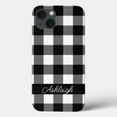 Coques Case-Mate iPhone Buffle noir blanc Check Plaid Personnalisé (Verso)