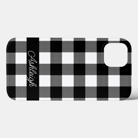 Coques Case-Mate iPhone Buffle noir blanc Check Plaid Personnalisé (Verso (horizontal))