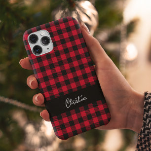 Coque Pour iPhone 14 Buffle noir et rouge plaqué personnalisé