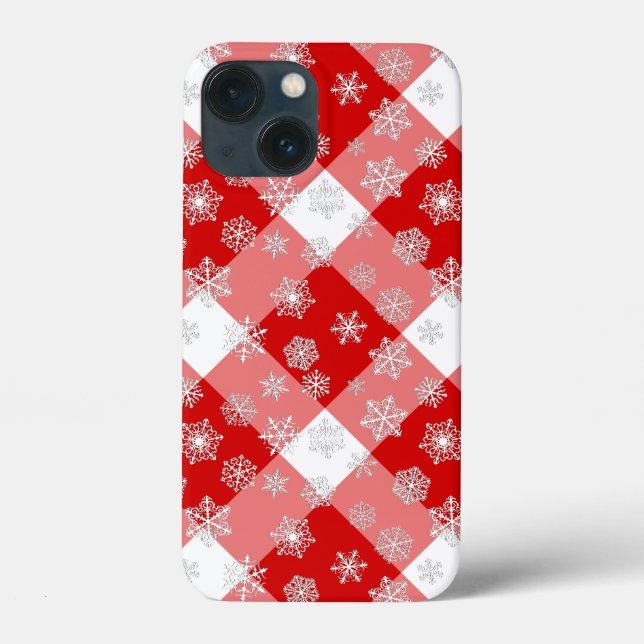 Coques Case-Mate iPhone Buffle rouge et blanc planté avec des flocons de n (Verso)