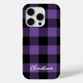 Coques Case-Mate iPhone Buffle violet et noir Plaid personnalisé (Verso)