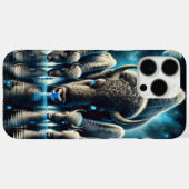 Coques Case-Mate iPhone Buffles Bisons Buvant Sous une Lueur Cosmique (Verso (horizontal))