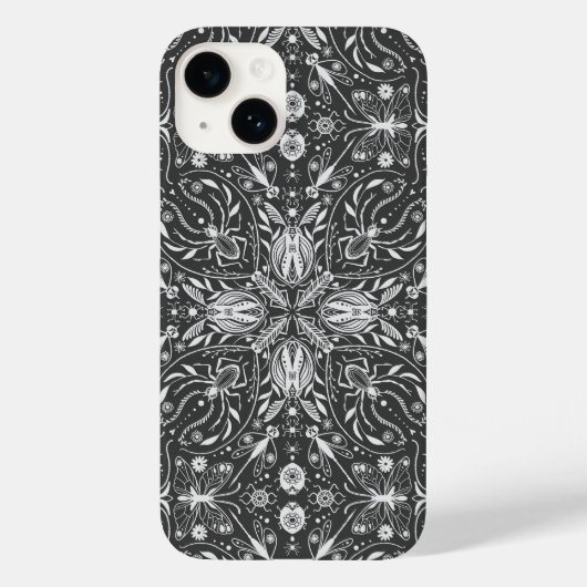 Coques Case-Mate iPhone Bugs, blanc cassé sur noir (Verso)