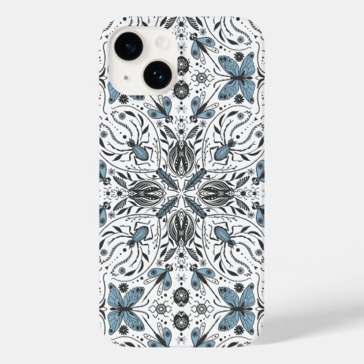Coques Case-Mate iPhone Bugs, noirs et bleus (Verso)