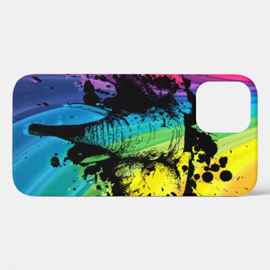 Coques Case-Mate iPhone Bull Elephant Over Swirly Rainbow (Verso (horizontal))
