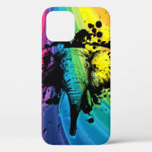 Coques Case-Mate iPhone Bull Elephant Over Swirly Rainbow (Verso)