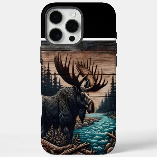 Coques Case-Mate iPhone Bull Moose Wood Carving (Verso)