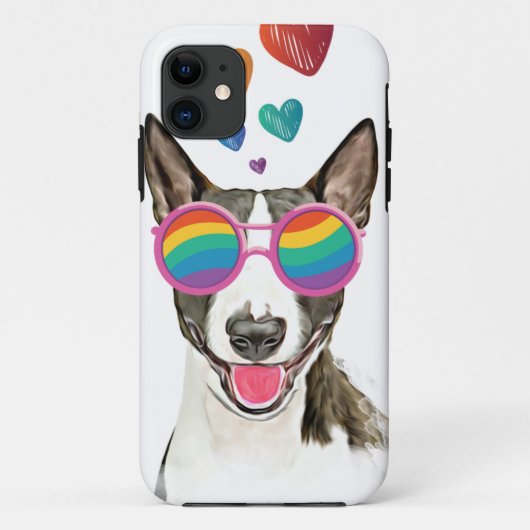 Coques Case-Mate iPhone Bull Terrier Chien avec Coeurs Saint-Valentin (Dos)