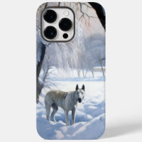 Bull Terrier Laissez Tomber la Neige Noël