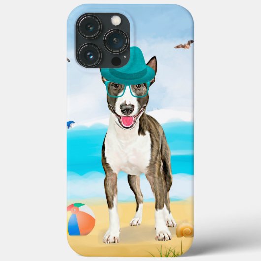 Coques Case-Mate iPhone Bull Terrier sur la plage (Verso)