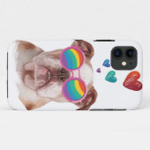 Coques Case-Mate iPhone Bulldog anglais avec des coeurs Saint-Valentin (Dos (Horizontal))