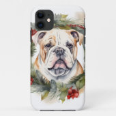 Coques Case-Mate iPhone Bulldog Christmas Wreath Festive Pup (Dos)