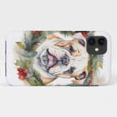 Coques Case-Mate iPhone Bulldog Christmas Wreath Festive Pup (Dos (Horizontal))