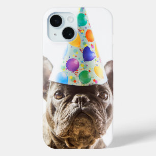 Coque Pour iPhone 15 Bulldog français avec Casquette de parti