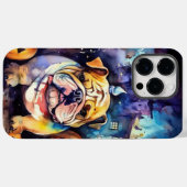 Coques Case-Mate iPhone Bulldog Halloween avec citrouilles effrayant (Verso (horizontal))