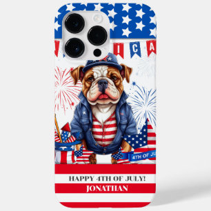 Coque Pour Pour iPhone 14 Pro Max Bulldog Happy 4 juillet Fête de l'Indépendance amé