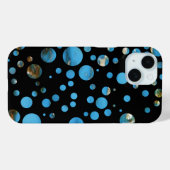 Coques Case-Mate iPhone bulles bleues sur noir (Verso (horizontal))