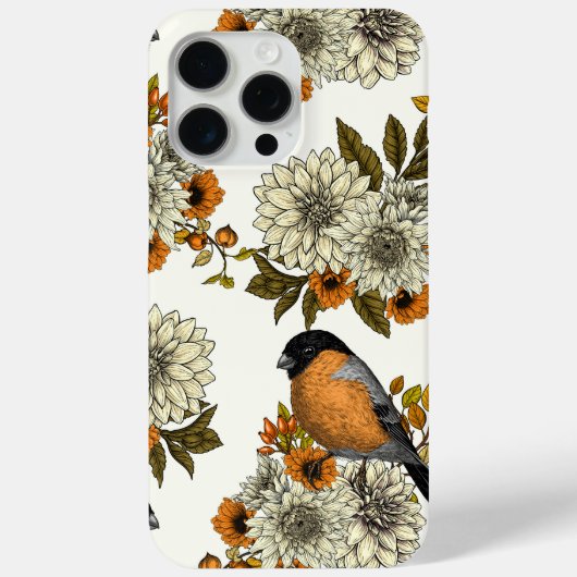 Coques Case-Mate iPhone Bullfinch on autumn floral 2 (Verso)