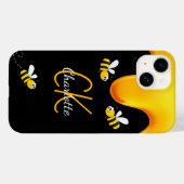 Coques Case-Mate iPhone Bumble abeilles miel noir goutte monogramme (Verso (horizontal))