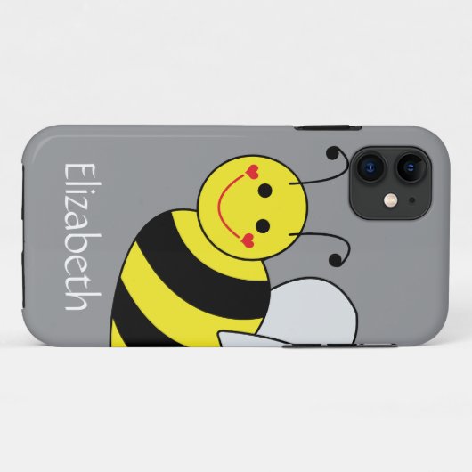 Coques Case-Mate iPhone Bumble Bee Personnalisée Grey (Dos (Horizontal))