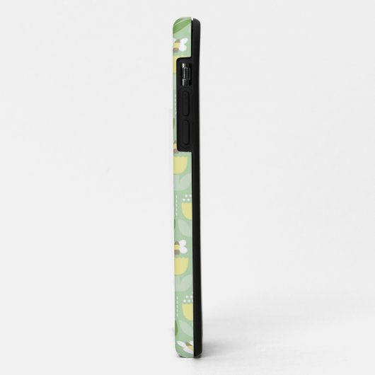 Coques Case-Mate iPhone Bumble Bee & Tulips Rose et vert Monogramme initia (Dos/Gauche)