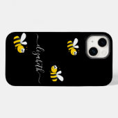 Coques Case-Mate iPhone Bumble noir abeilles jaune nom heureux (Verso (horizontal))