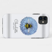 Coques Case-Mate iPhone Bumblebebe mignonne sur Fleur bleue Ajouter votre (Dos (Horizontal))