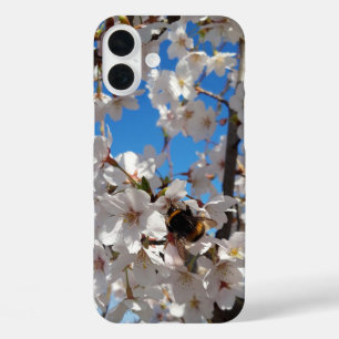 Coques iPhone 16 Plus Bumblebee sur la fleur de cerisier sauvage