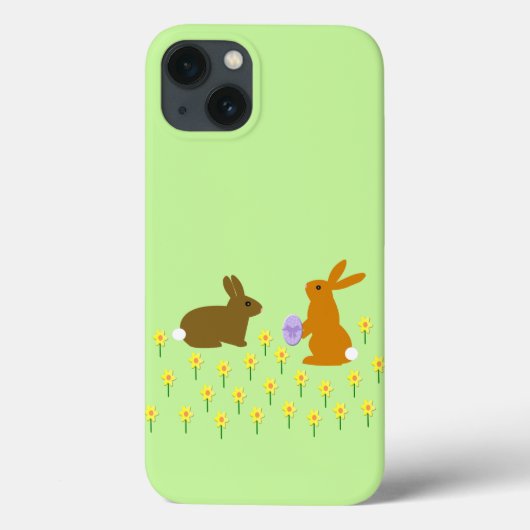 Coques Case-Mate iPhone Bunnies de Pâques et jonquilles Coque-Mate iPhone (Verso)