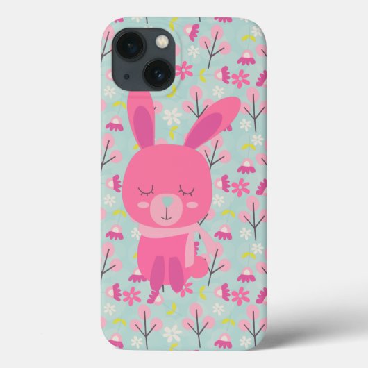 Coques Case-Mate iPhone Bunnies et fleurs roses (Verso)