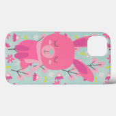 Coques Case-Mate iPhone Bunnies et fleurs roses (Verso (horizontal))