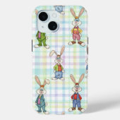 Coques Case-Mate iPhone Bunnies on Checkered Background, by Natasha Us (Verso)