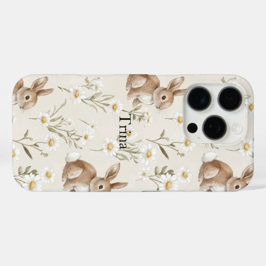 Coques Case-Mate iPhone Bunny Rabbits Daisy Flowers (Verso (horizontal))
