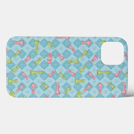 Coques Case-Mate iPhone Bureau d'échecs Pastel Retro (Verso (horizontal))