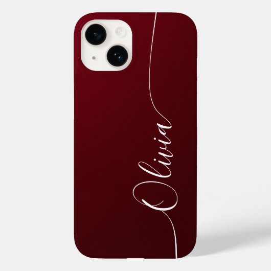 Coques Case-Mate iPhone Burgundy Shimmer Élégante calligraphie Nom du scri (Verso)