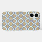 Coques Case-Mate iPhone Burlap & Blue Girly Quatrefoil Motif Trendy Cute (Verso (horizontal))