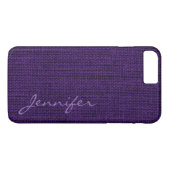 Coques Case-Mate iPhone Burlap Violet foncé Monogramme de lin rustique (Dos (Horizontal))