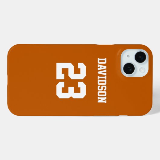 Coques Case-Mate iPhone Burnt Orange and White Jersey Nom Numéro (Verso (horizontal))