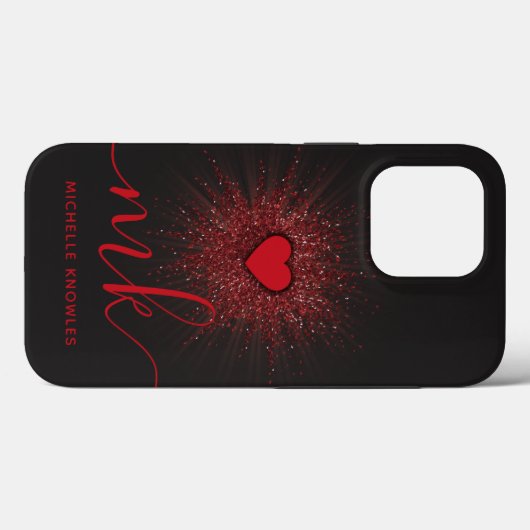 Coques Case-Mate iPhone Burt Heart Custom Monogramme et nom (Verso (horizontal))