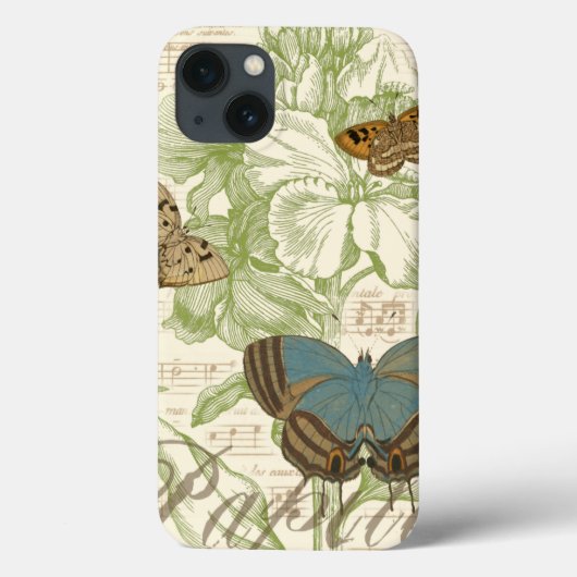 Coques Case-Mate iPhone Butterflies on Sheet Music with Floral Design (Verso)