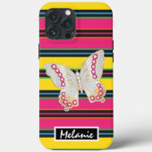Coques Case-Mate iPhone Butterfly abstract retro stripes hipster minimal (Verso)